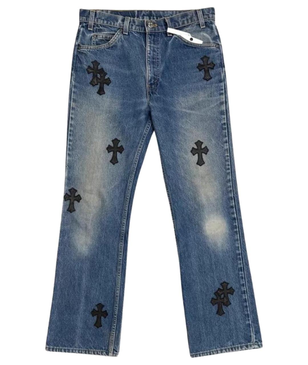 CHROME HEARTS Синие хлопковые прямые джинсы, фото 1