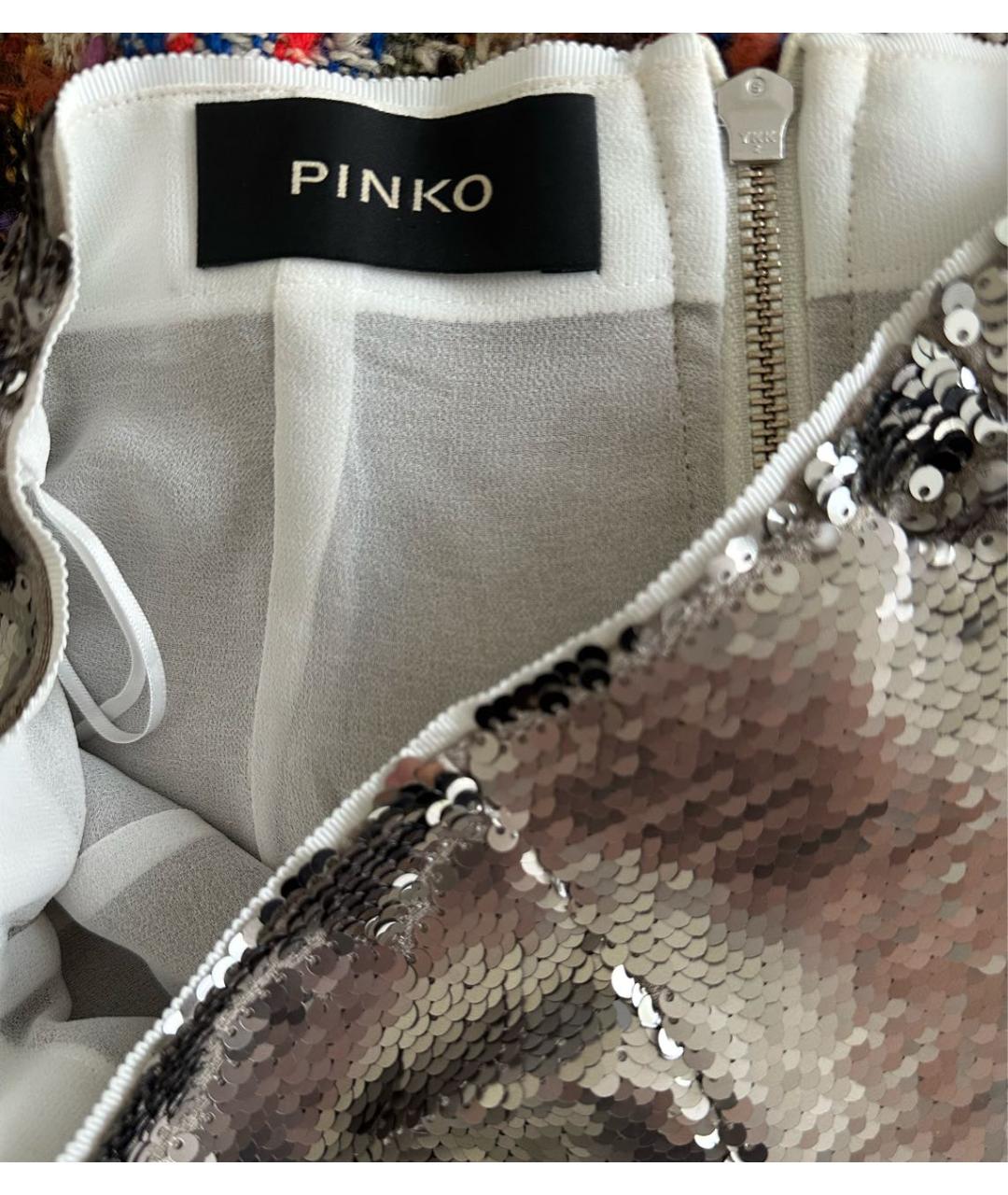 PINKO Серебряная полиэстеровая юбка мини, фото 3