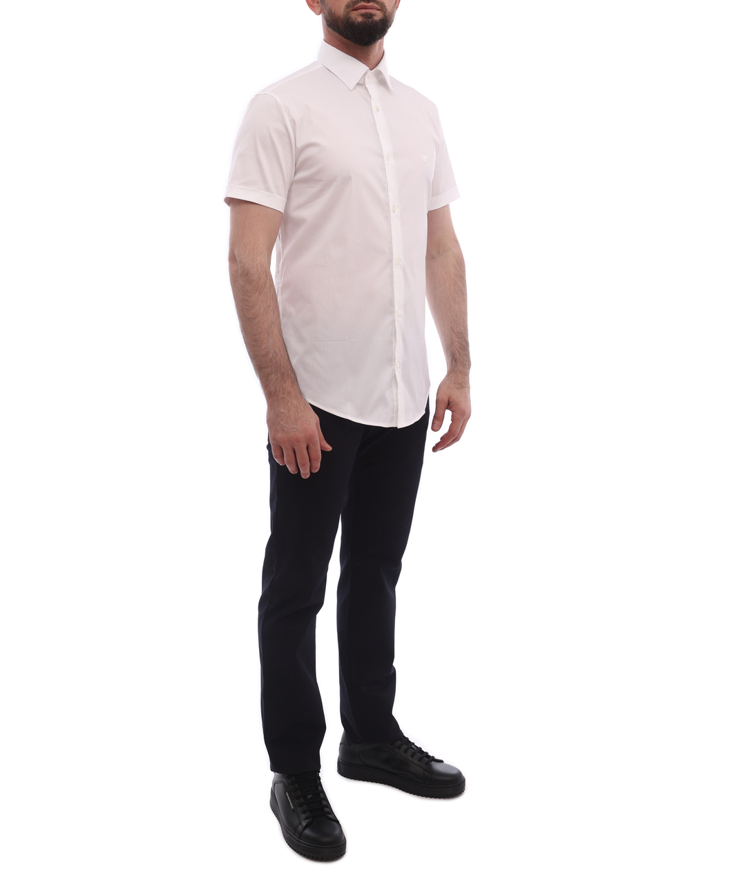 EMPORIO ARMANI Белая хлопковая кэжуал рубашка, фото 4