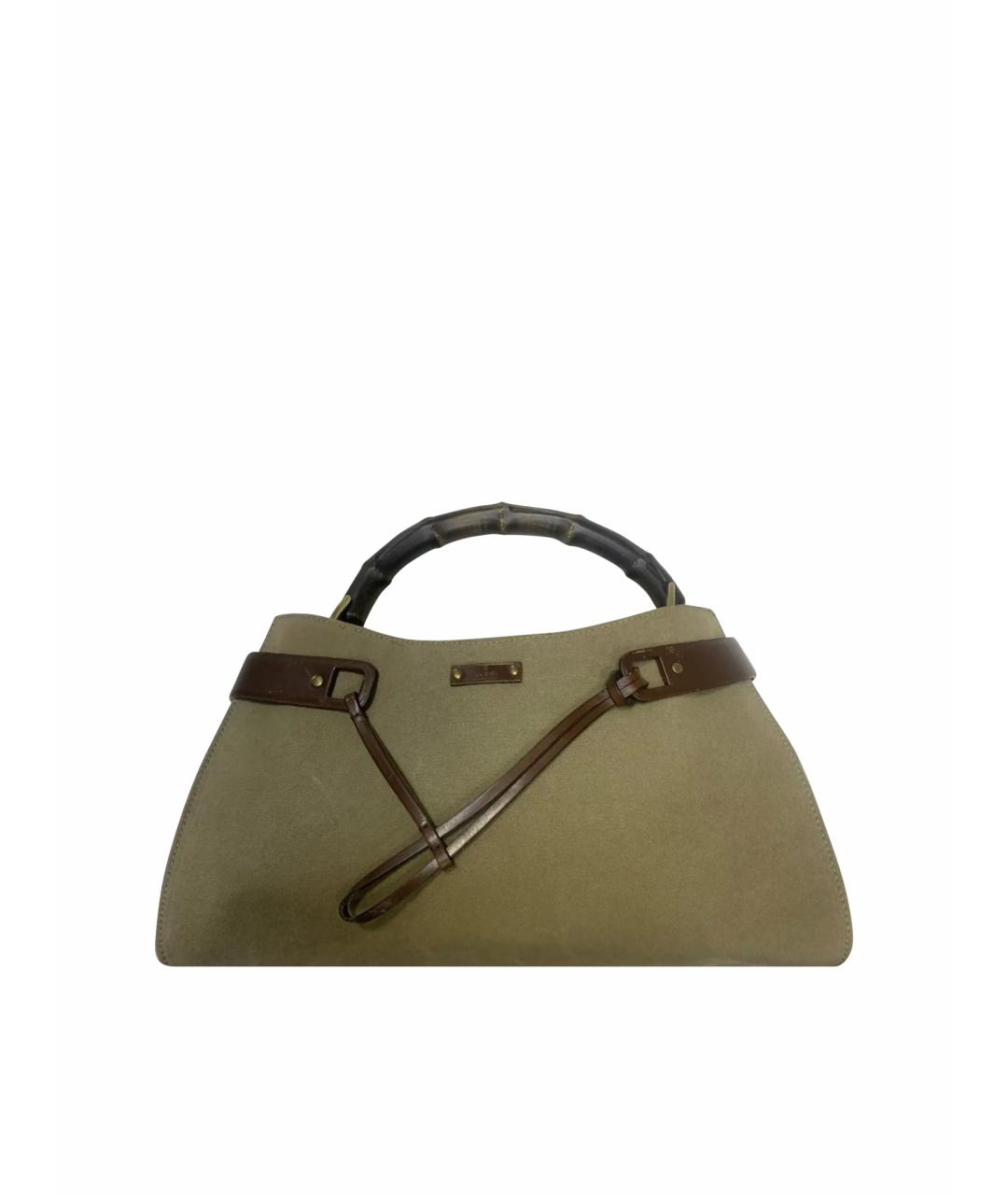 GUCCI Бежевая тканевая сумка с короткими ручками, фото 1