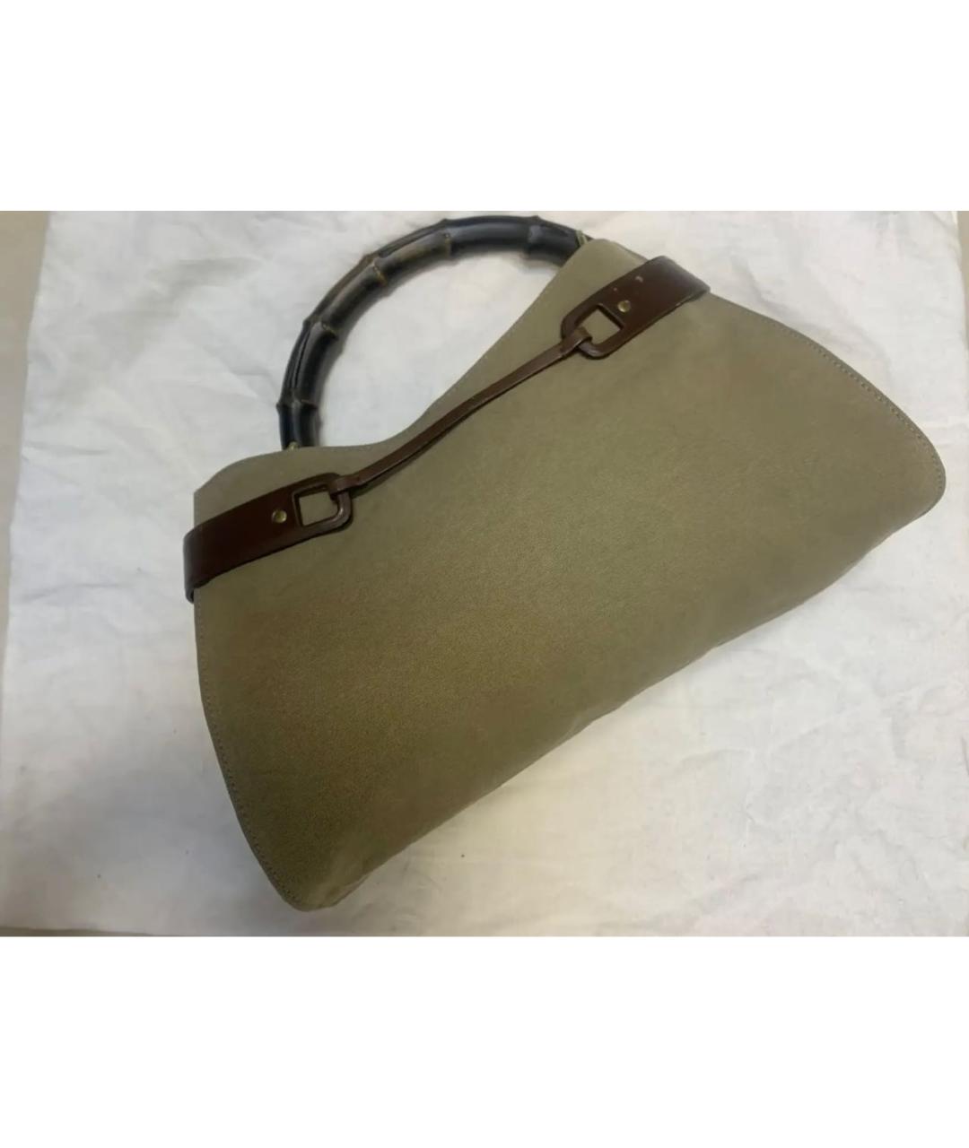 GUCCI Бежевая тканевая сумка с короткими ручками, фото 2