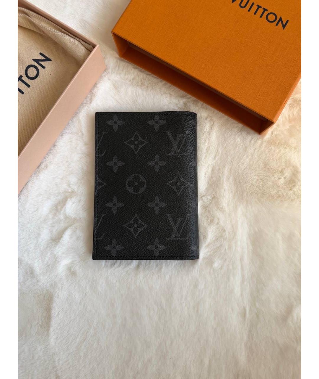 LOUIS VUITTON Черный кожаный кошелек, фото 2