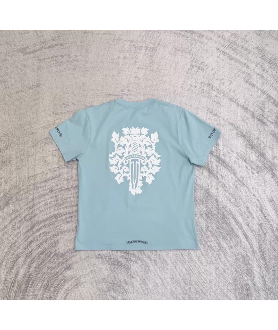 CHROME HEARTS Голубая хлопковая футболка, фото 3