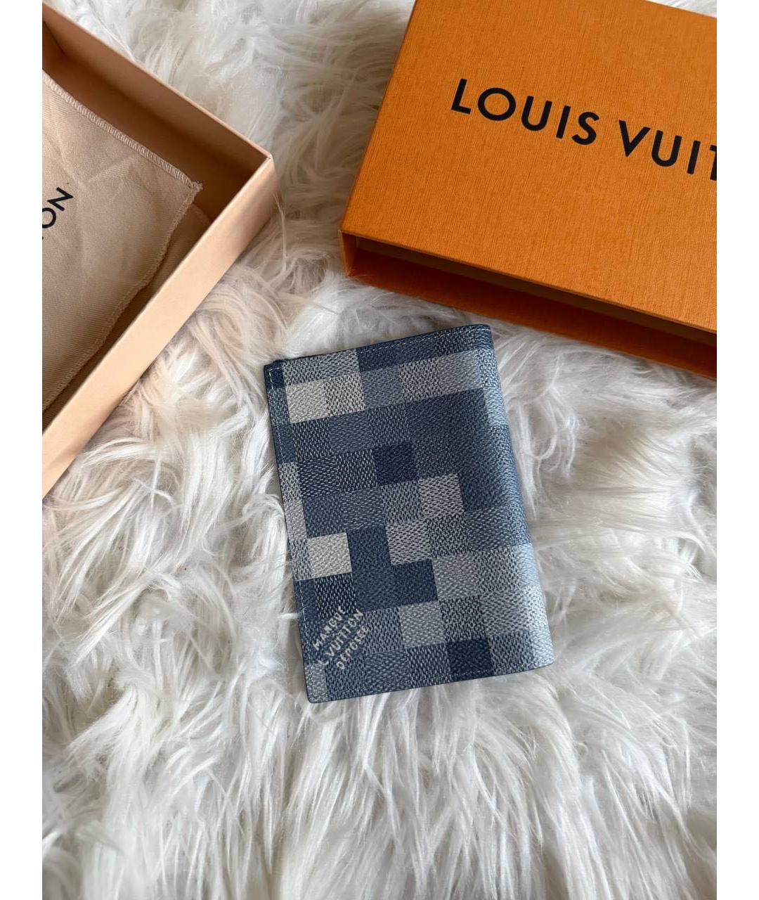 LOUIS VUITTON Синий кожаный кошелек, фото 3