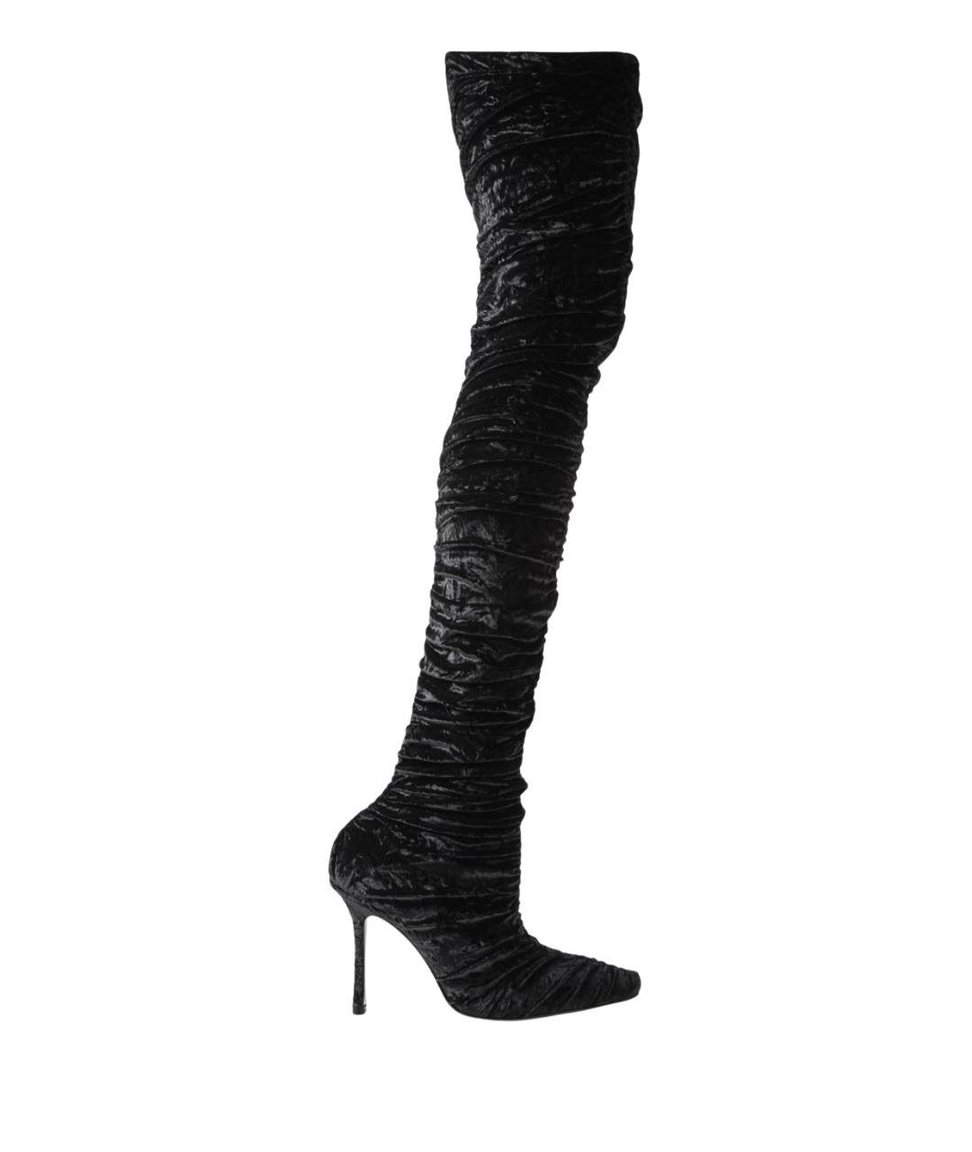 JIMMY CHOO Черные бархатные ботфорты, фото 1