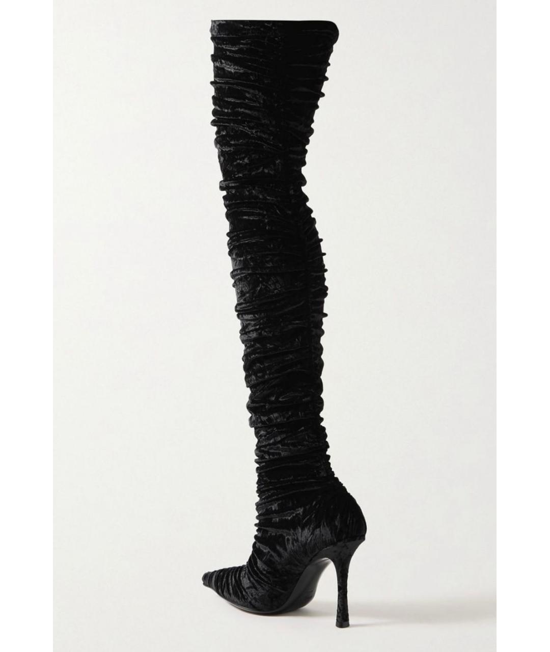 JIMMY CHOO Черные бархатные ботфорты, фото 3