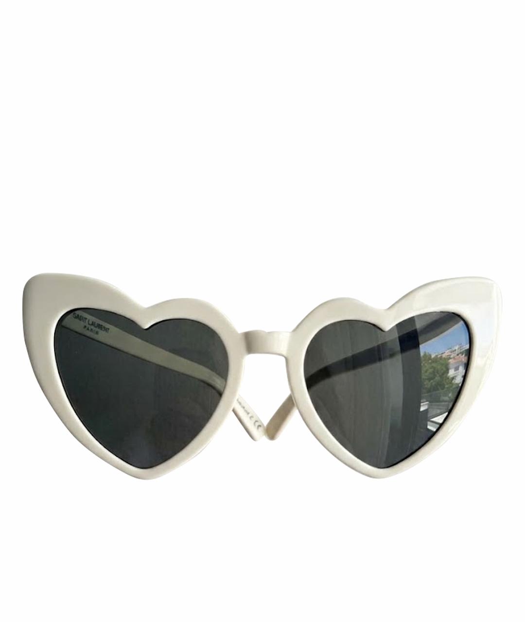 SAINT LAURENT Белые пластиковые солнцезащитные очки, фото 1