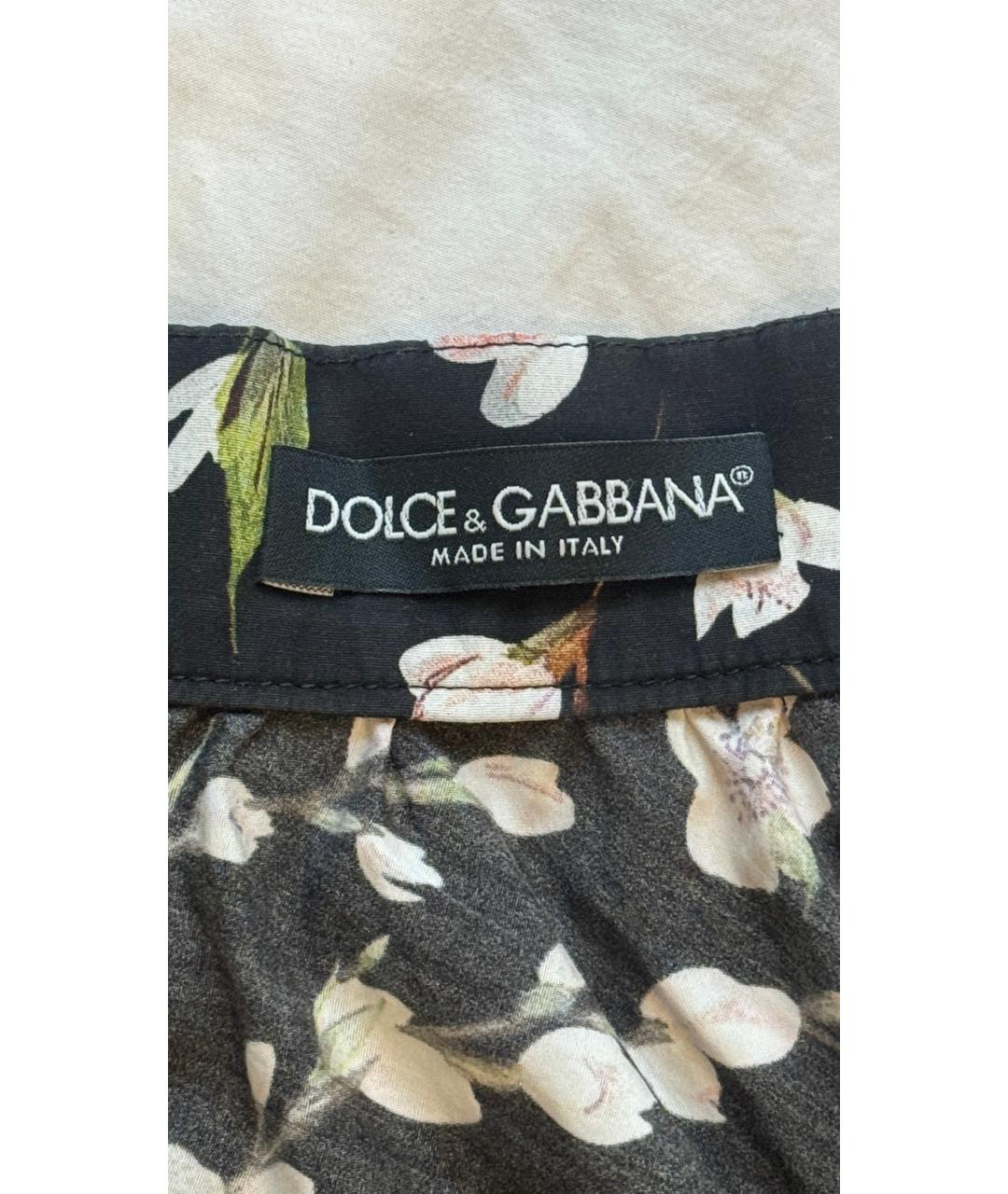 DOLCE&GABBANA Черная хлопковая юбка миди, фото 3