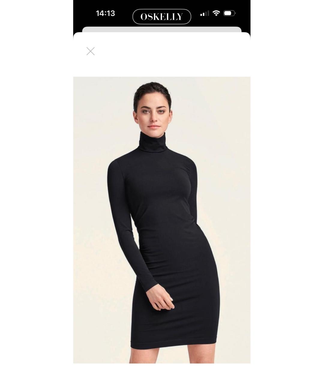 WOLFORD Черное хлопко-эластановое повседневное платье, фото 5