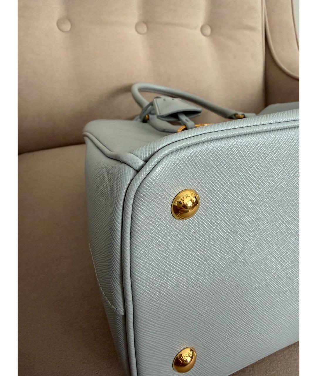 PRADA Голубая кожаная сумка тоут, фото 6
