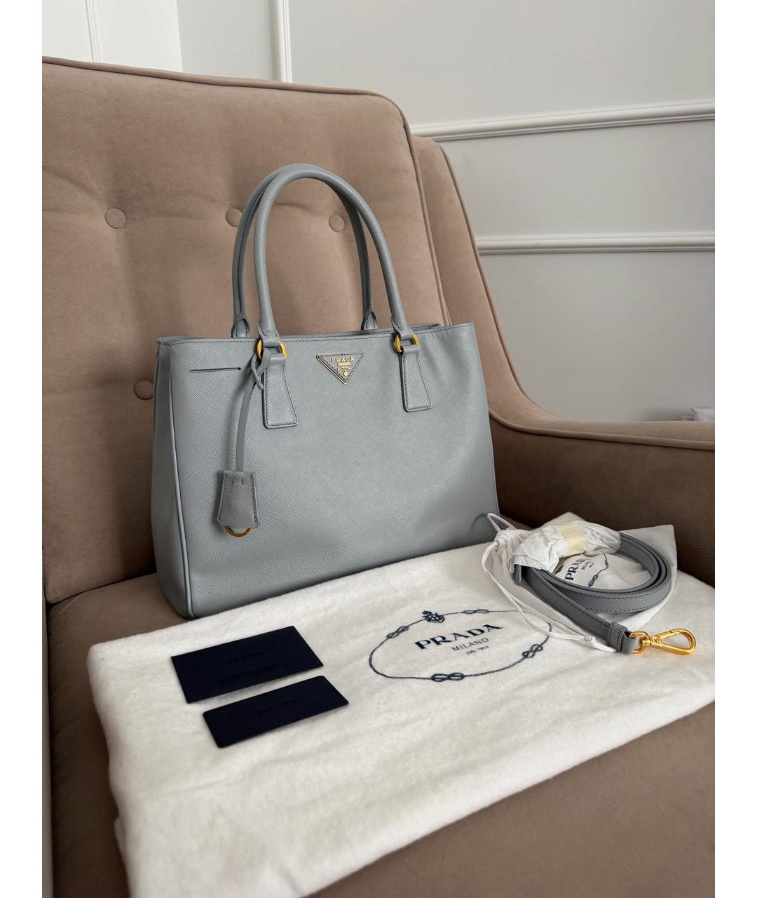 PRADA Голубая кожаная сумка тоут, фото 2