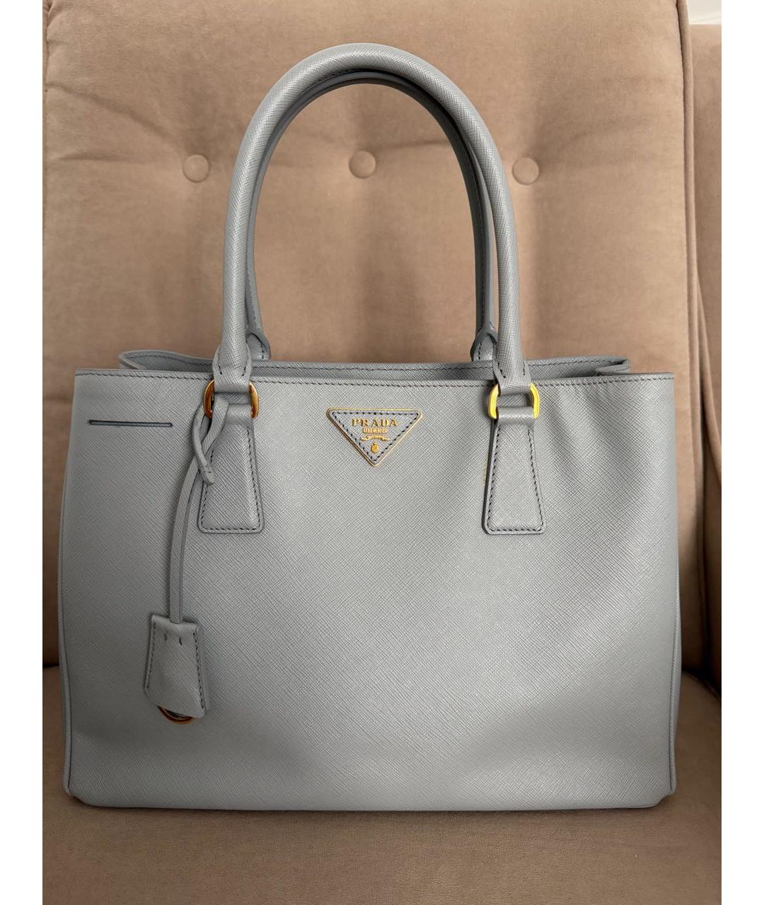 PRADA Голубая кожаная сумка тоут, фото 9