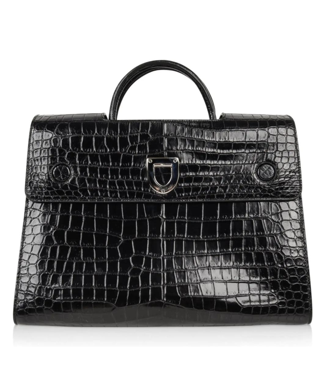 CHRISTIAN DIOR Черная сумка тоут из экзотической кожи, фото 10