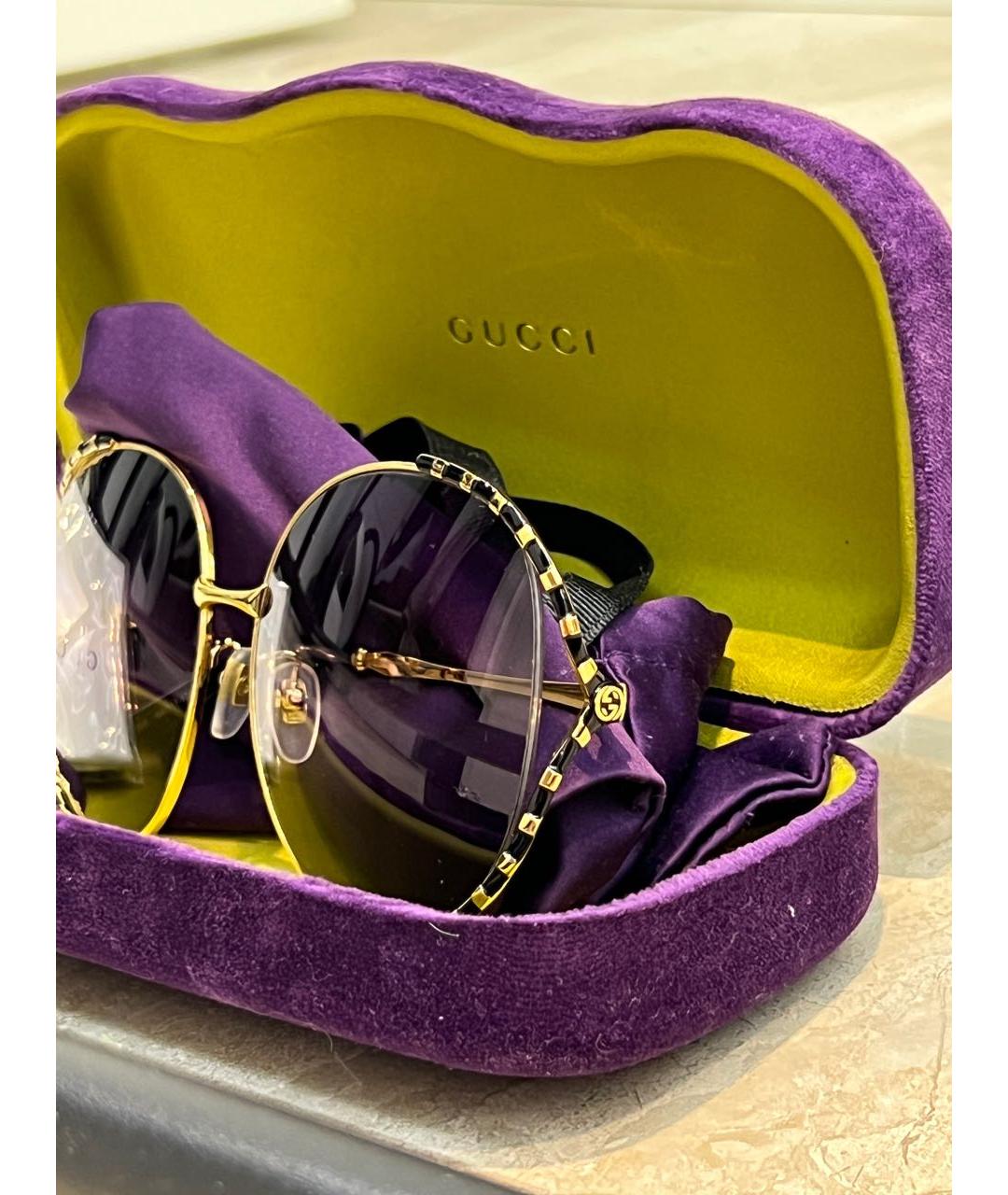 GUCCI Фиолетовые металлические солнцезащитные очки, фото 2