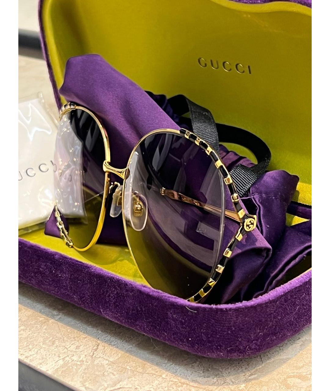 GUCCI Фиолетовые металлические солнцезащитные очки, фото 3