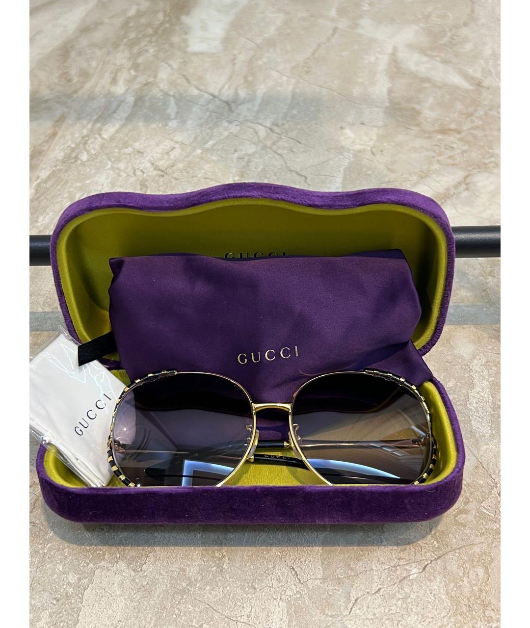GUCCI Фиолетовые металлические солнцезащитные очки, фото 6
