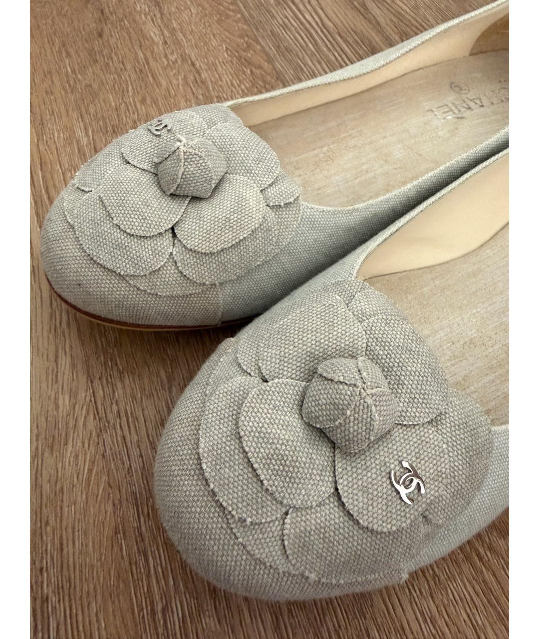 CHANEL Серые текстильные балетки, фото 7