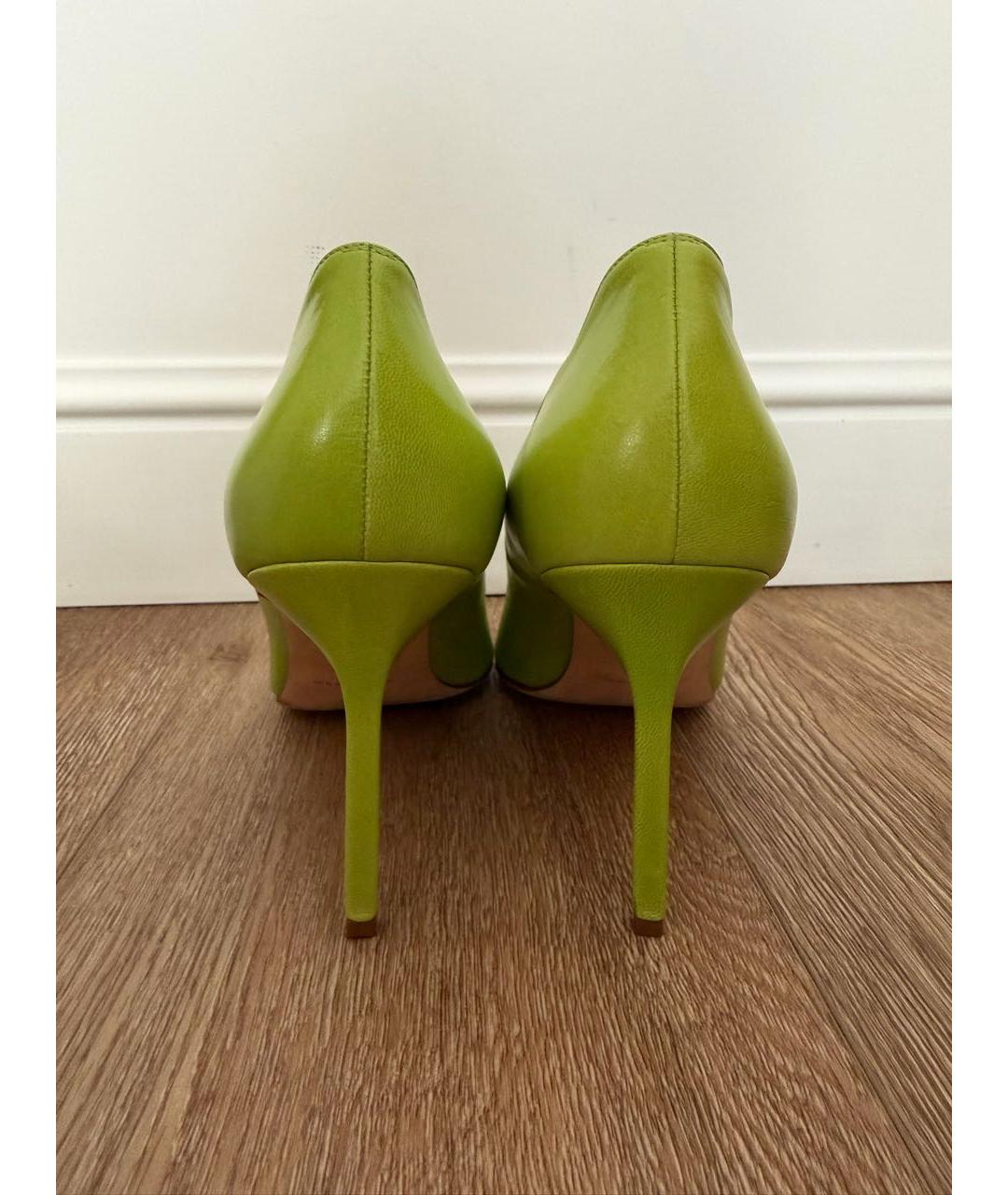 MANOLO BLAHNIK Салатовые кожаные туфли, фото 4