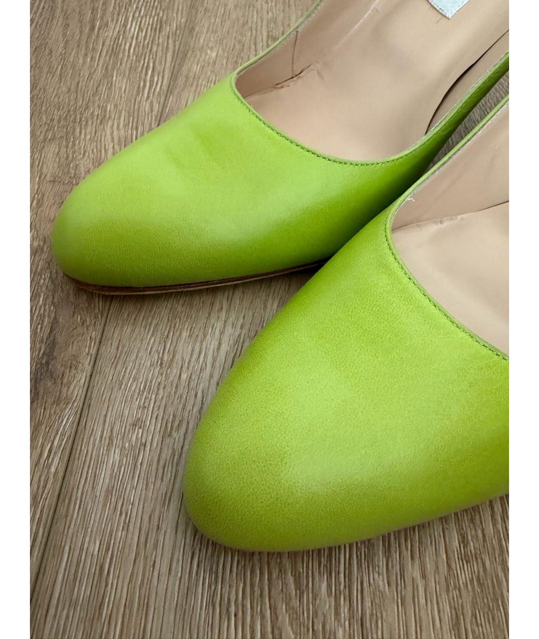 MANOLO BLAHNIK Салатовые кожаные туфли, фото 7