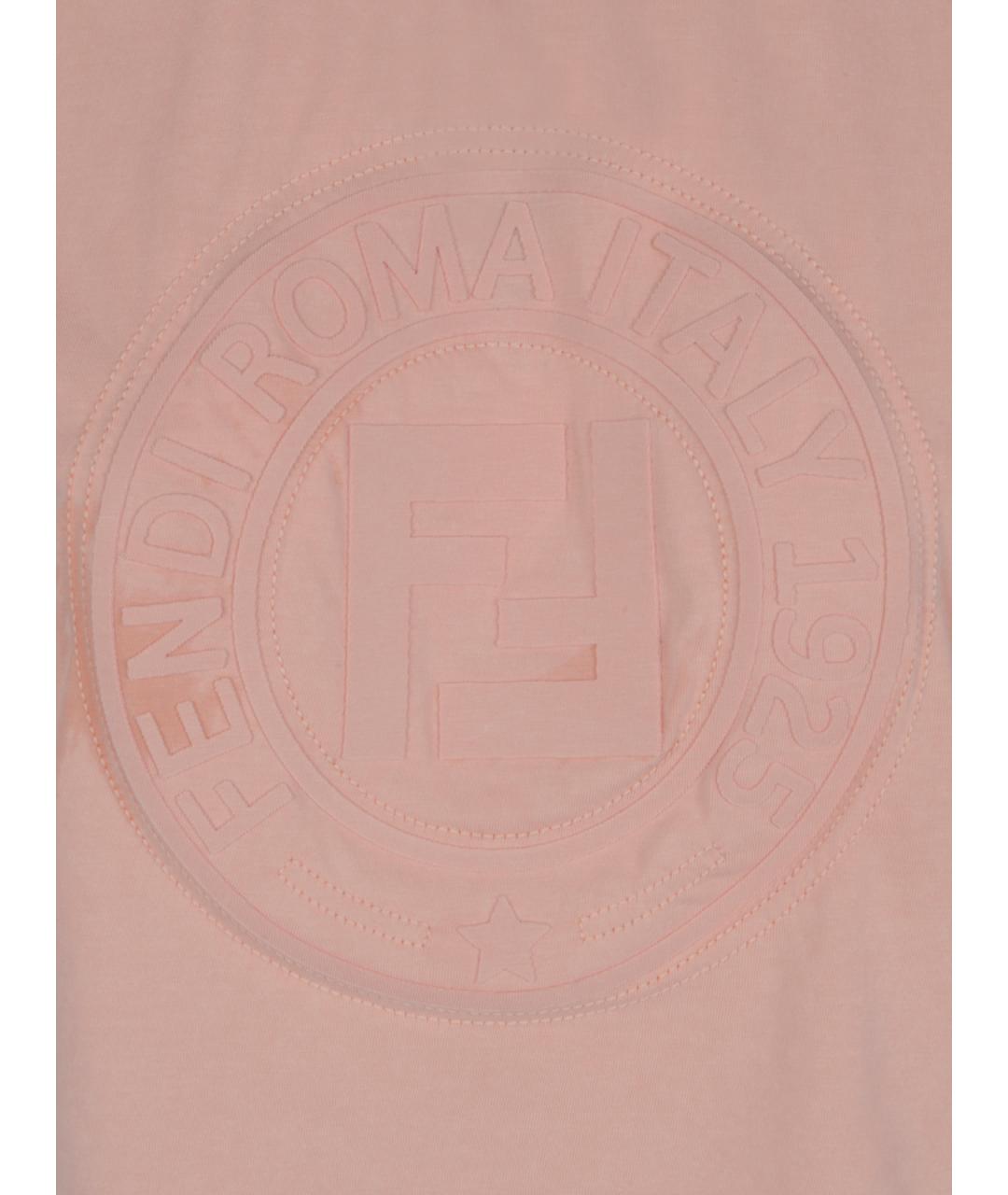 FENDI Розовая хлопковая футболка, фото 3