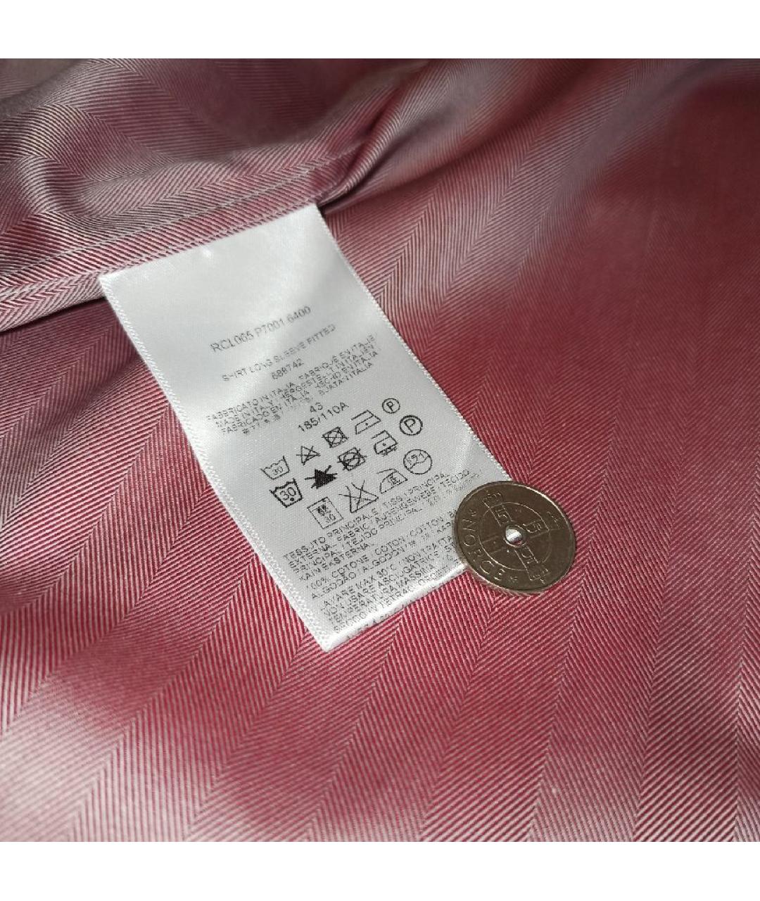 BRIONI Коралловая хлопковая классическая рубашка, фото 9