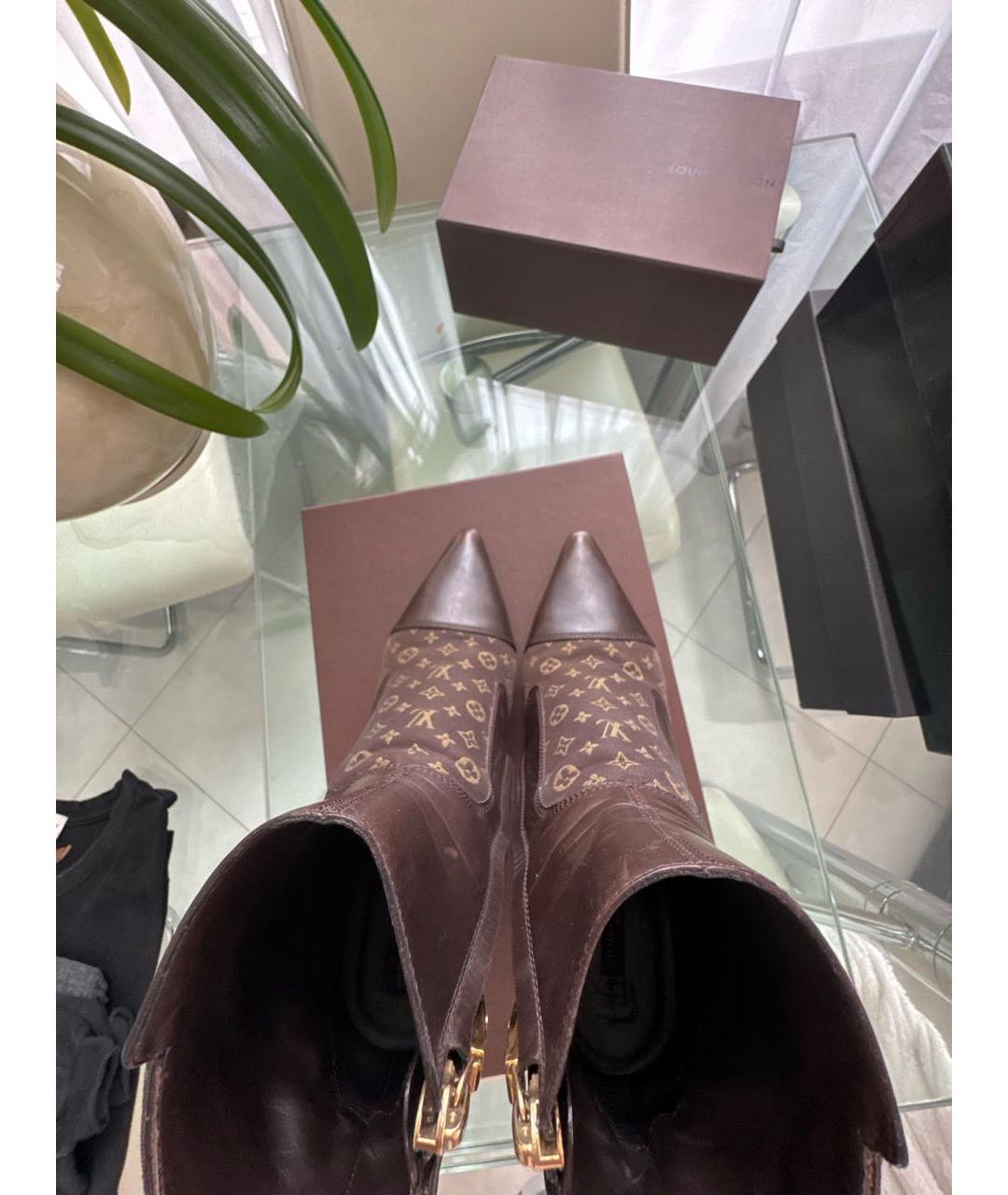 LOUIS VUITTON Коричневые кожаные ботинки, фото 3