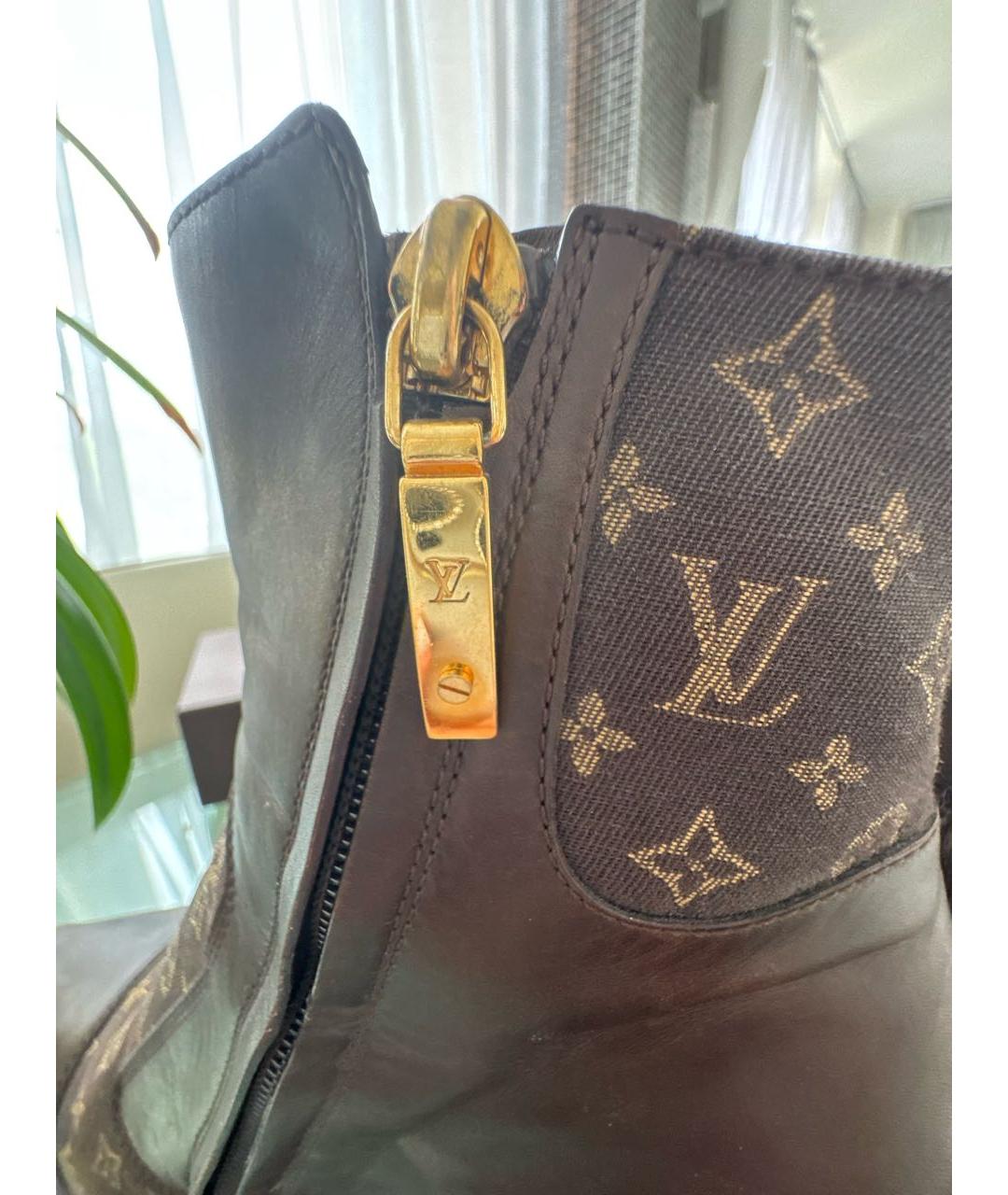 LOUIS VUITTON Коричневые кожаные ботинки, фото 7