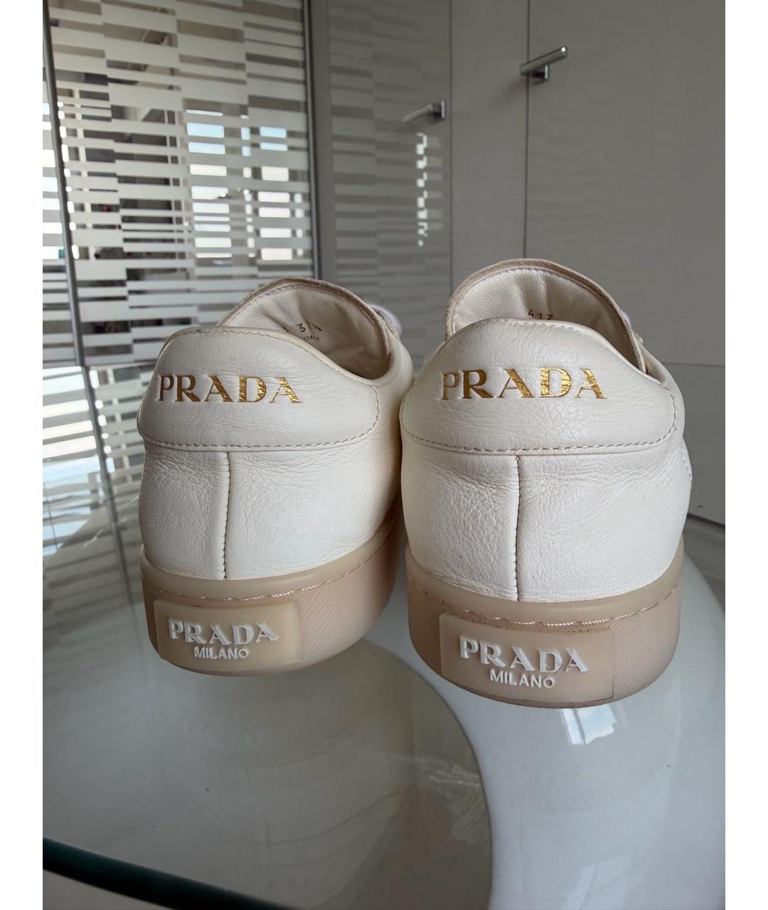 PRADA Белые кожаные кроссовки, фото 4