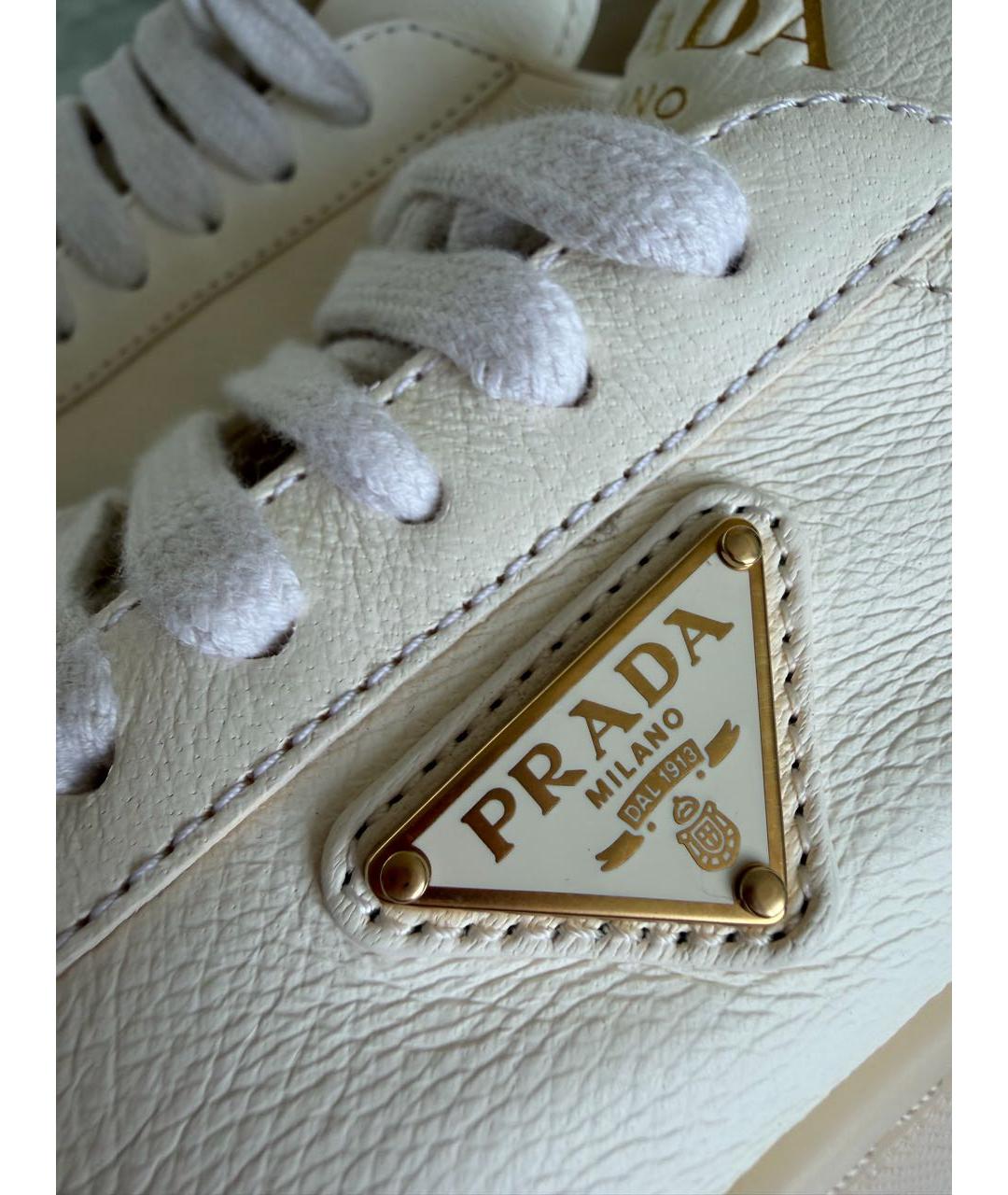 PRADA Белые кожаные кроссовки, фото 6