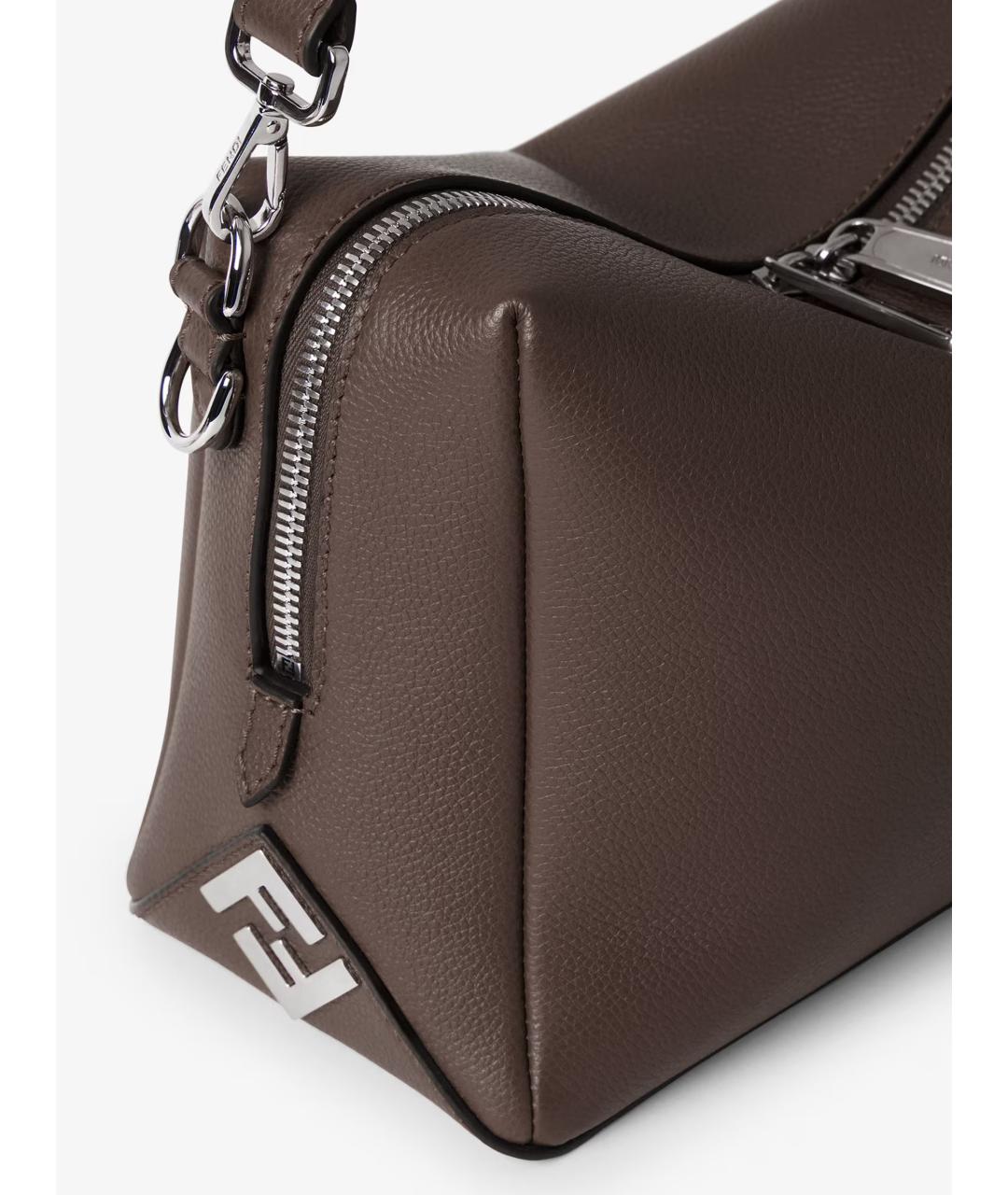 FENDI Коричневая кожаная сумка на плечо, фото 4
