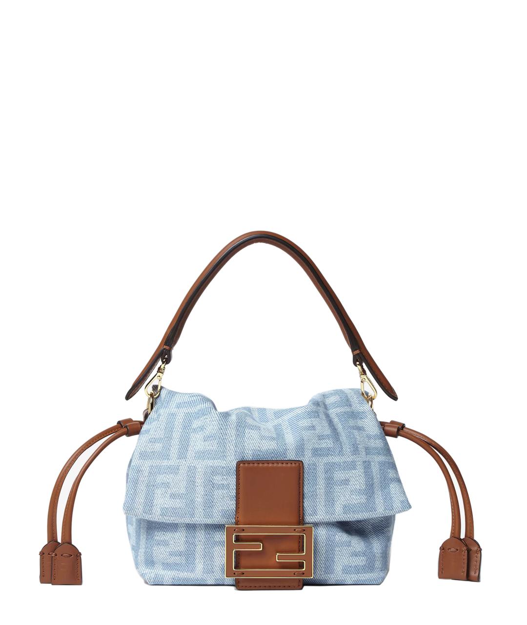 FENDI Голубая деним сумка тоут, фото 1