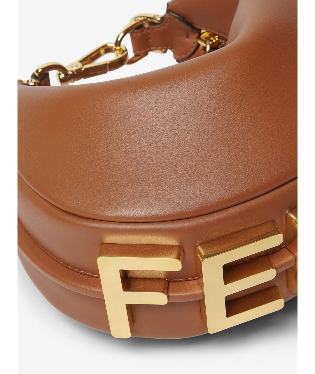 FENDI Коричневая кожаная сумка через плечо, фото 5