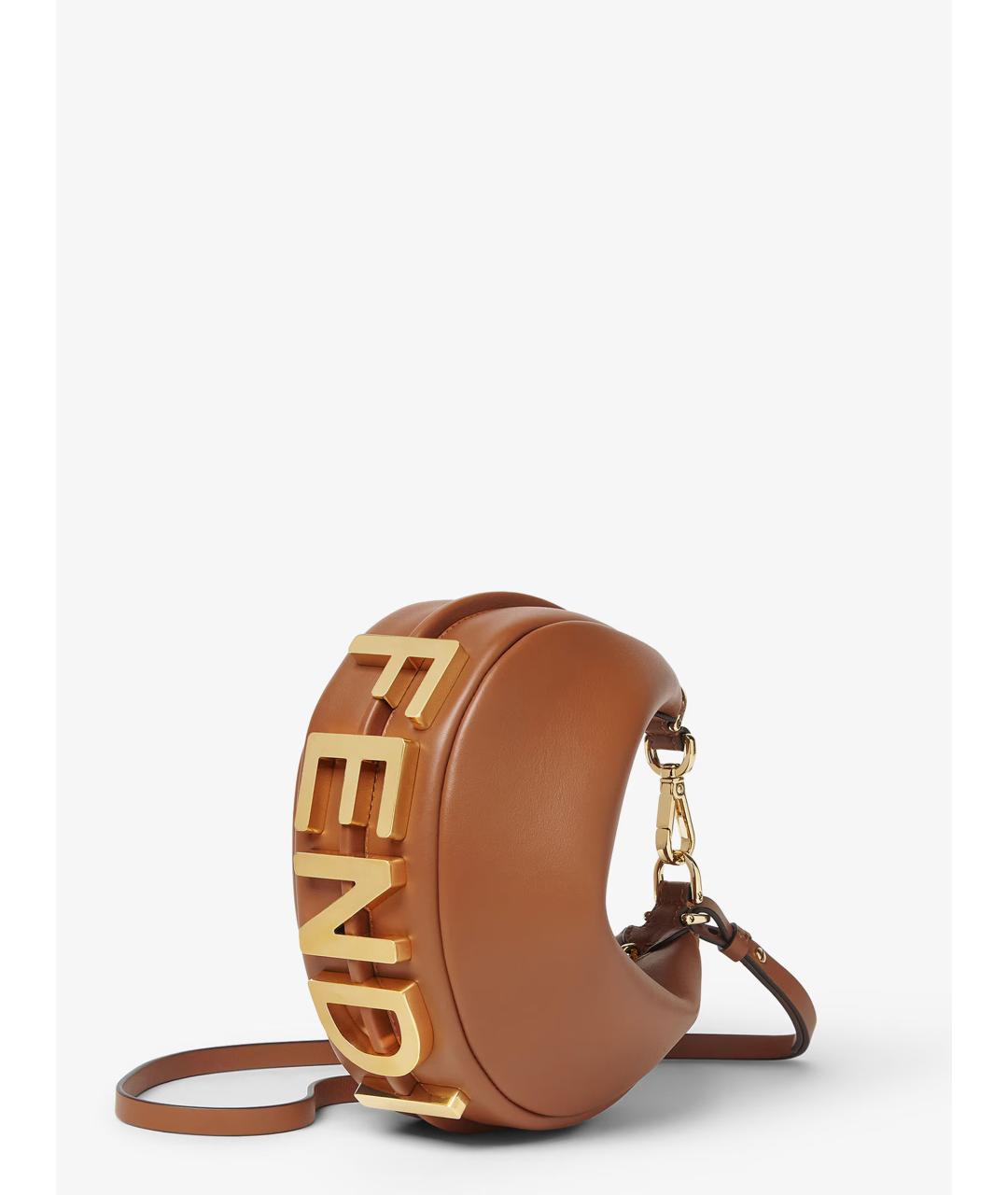 FENDI Коричневая кожаная сумка через плечо, фото 3