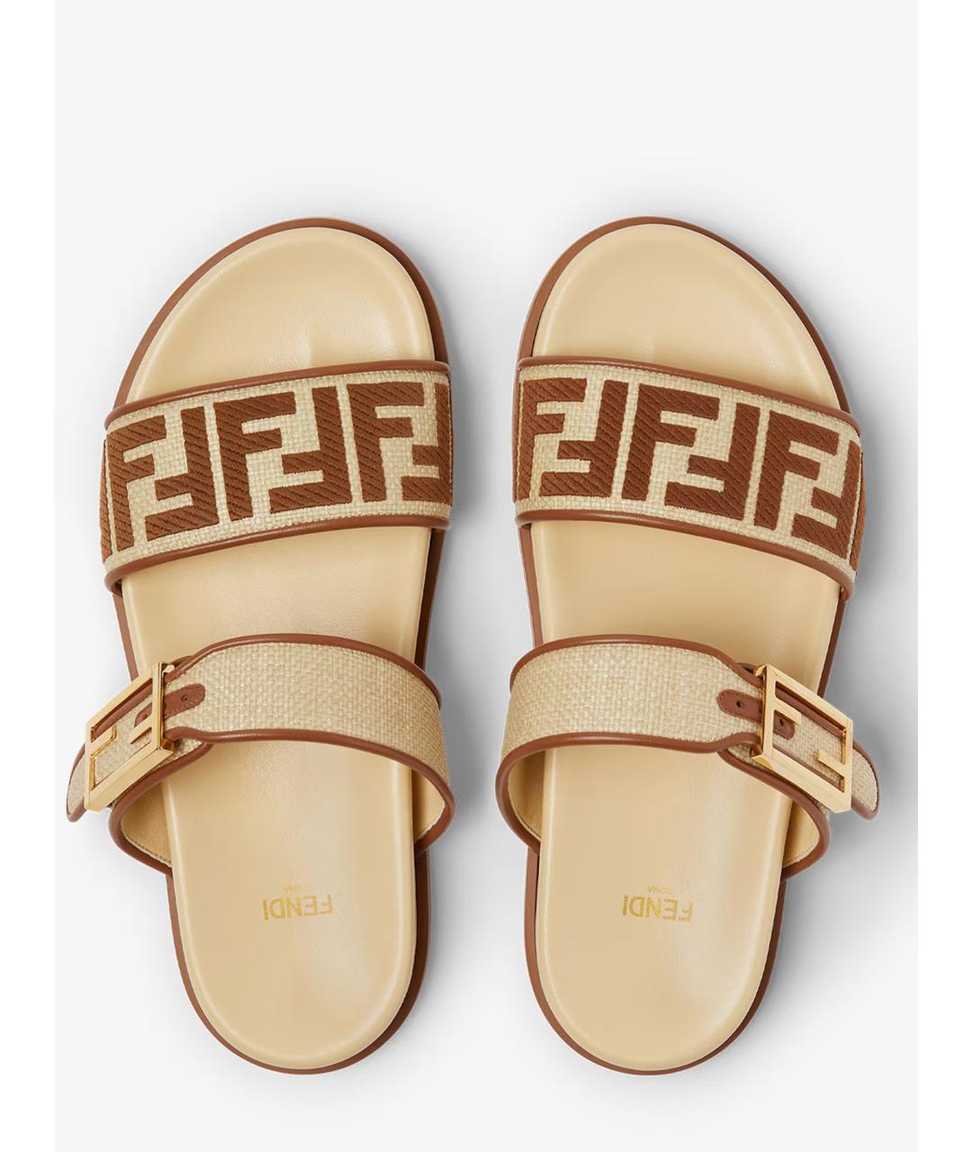FENDI Бежевые сандалии, фото 4