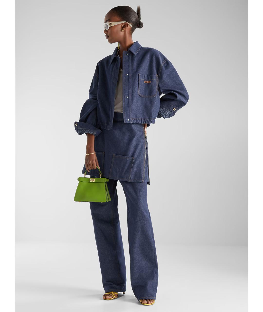 FENDI Синяя хлопковая юбка мини, фото 2