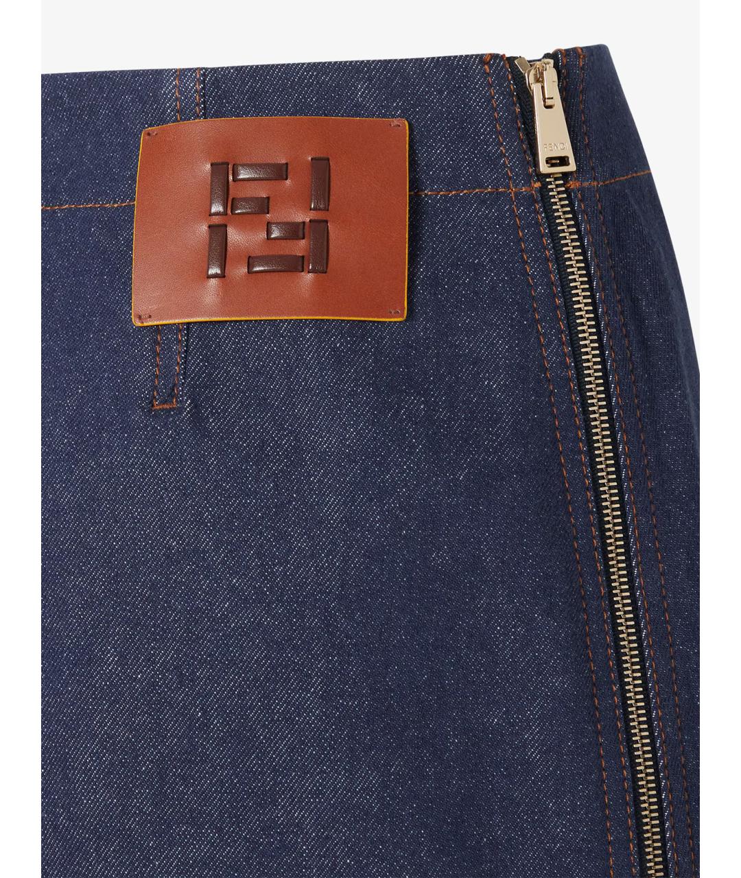 FENDI Синяя хлопковая юбка мини, фото 4