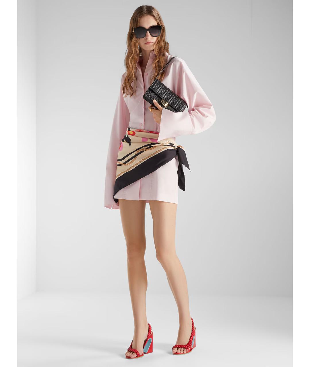 FENDI Розовое хлопковое повседневное платье, фото 2