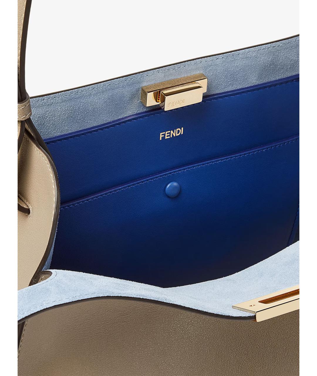 FENDI Бежевая кожаная сумка тоут, фото 6