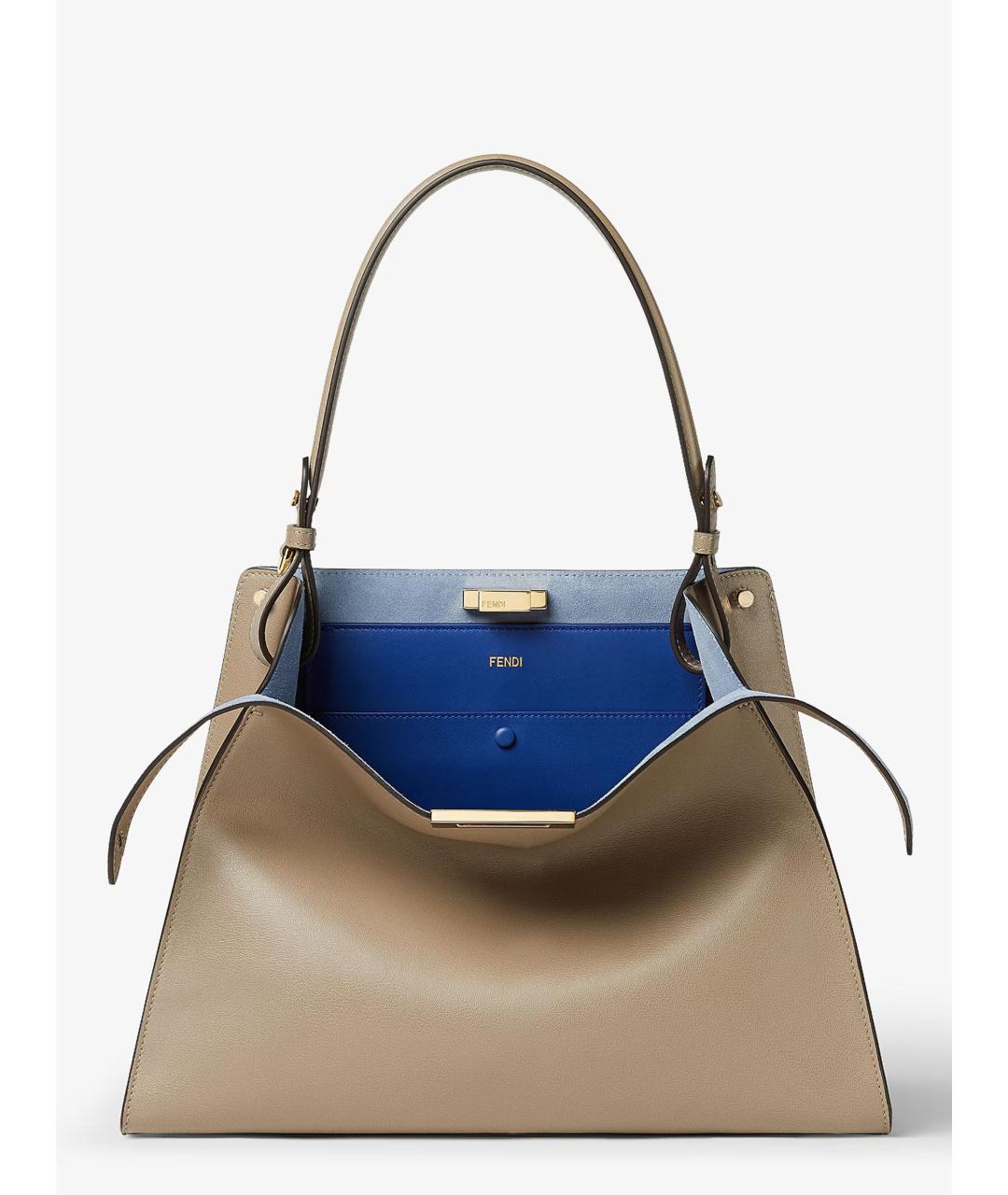 FENDI Бежевая кожаная сумка тоут, фото 2