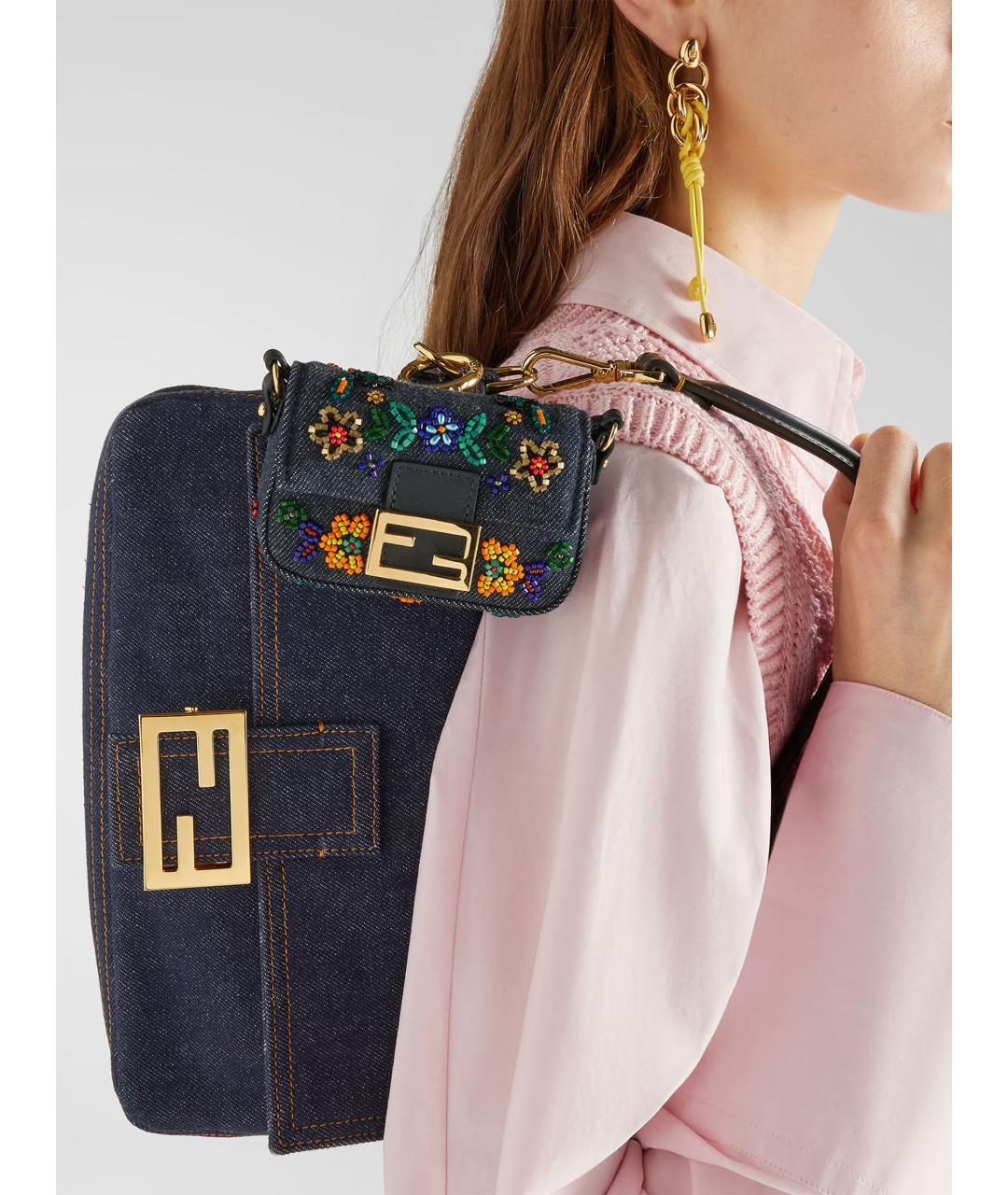 FENDI Синяя тканевая сумка через плечо, фото 2