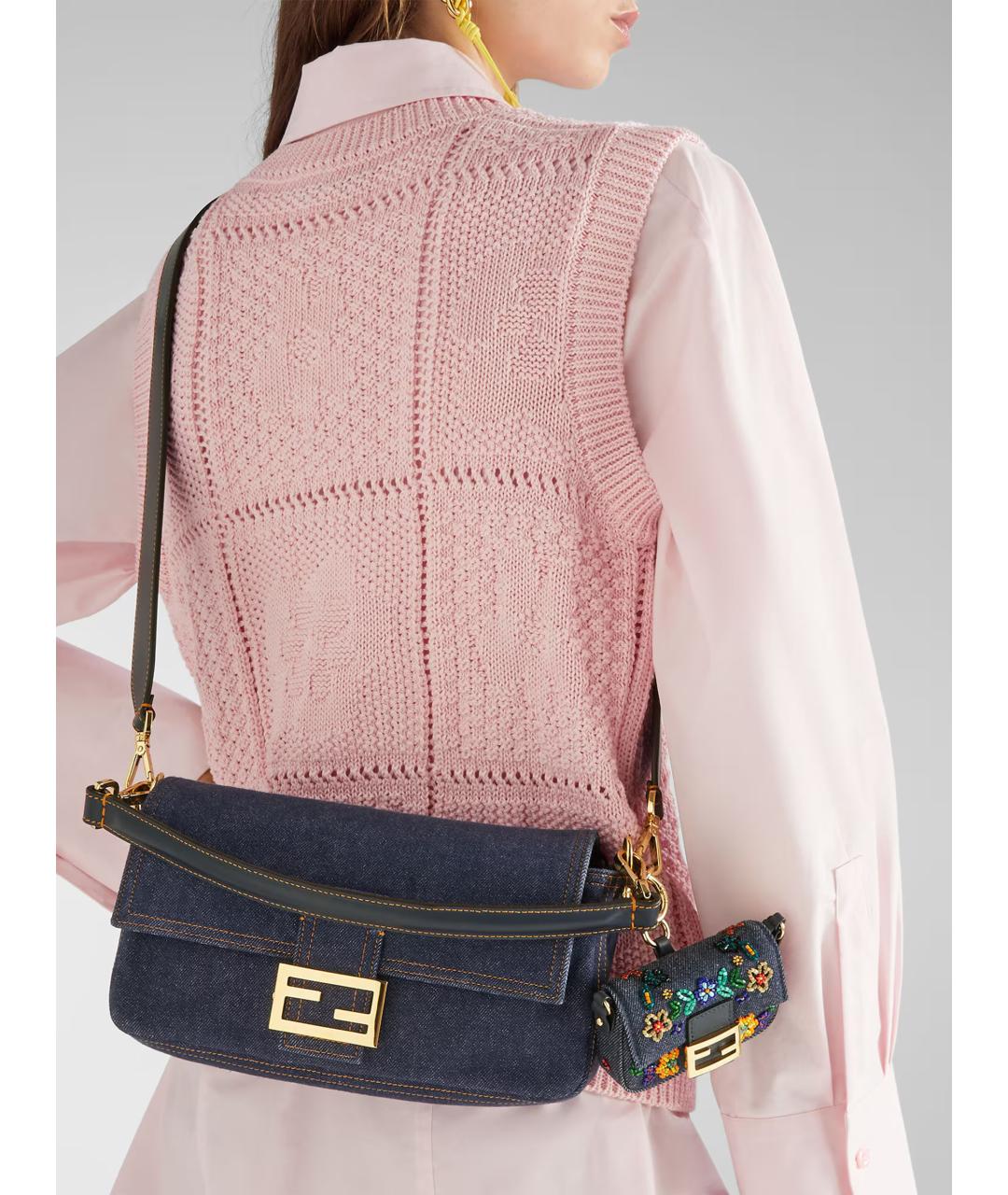 FENDI Синяя тканевая сумка через плечо, фото 3