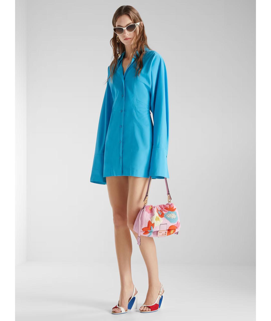 FENDI Голубое вискозное повседневное платье, фото 2
