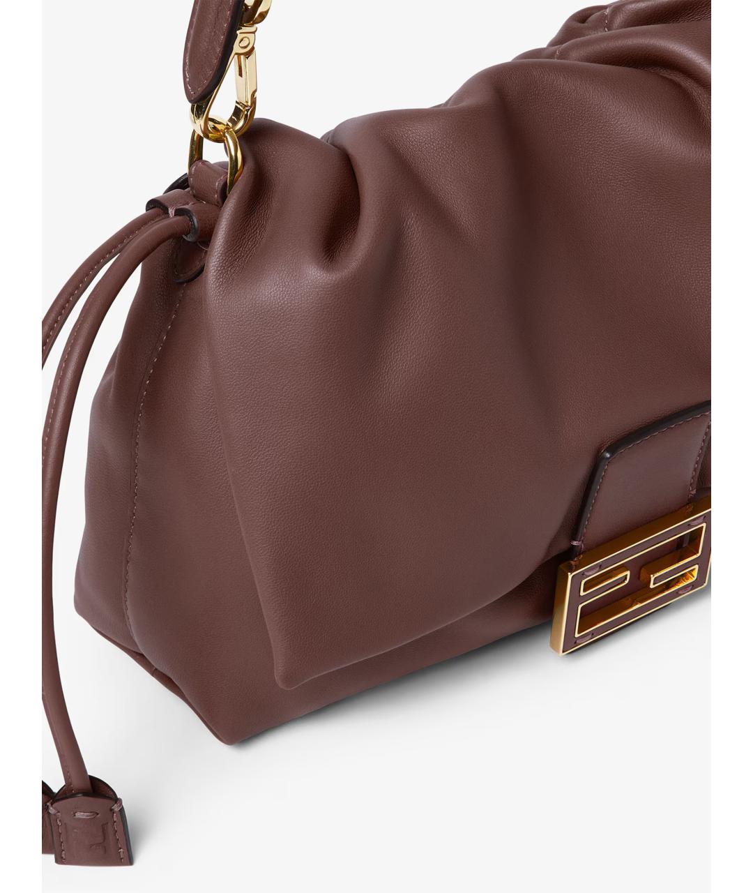FENDI Коричневая кожаная сумка через плечо, фото 5