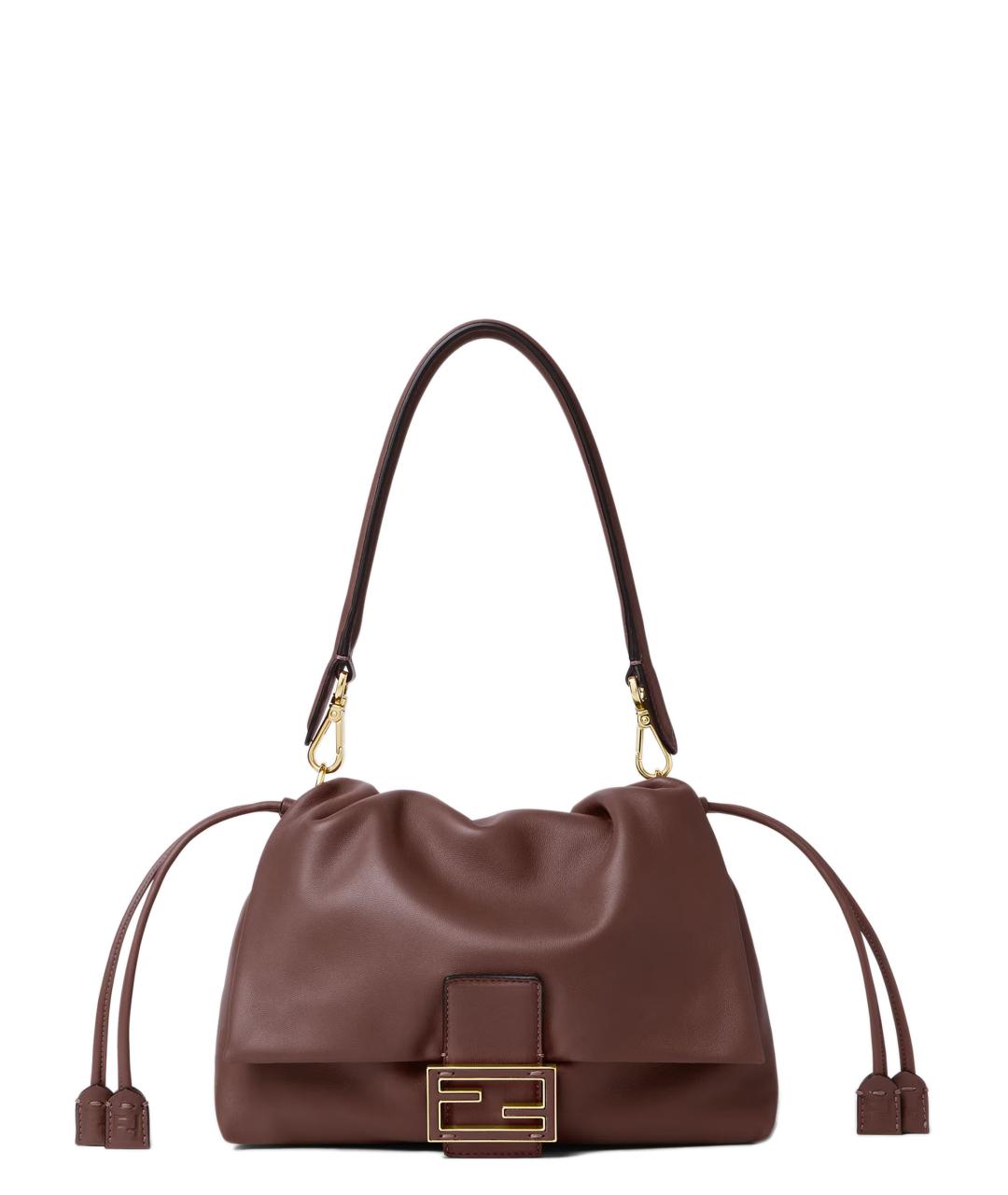 FENDI Коричневая кожаная сумка через плечо, фото 1