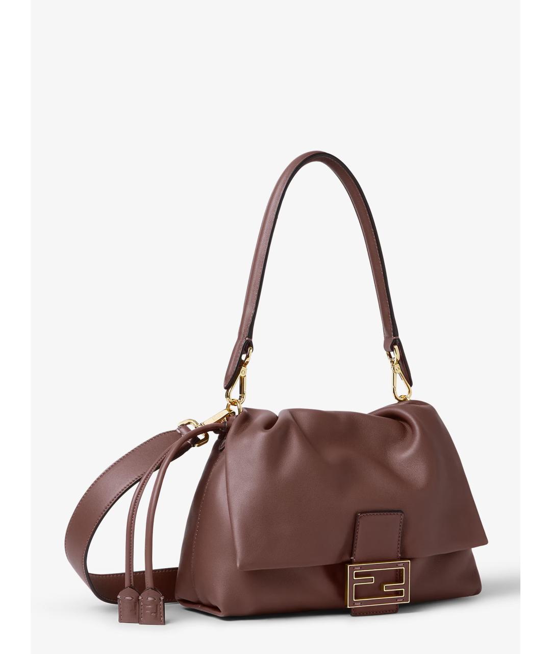FENDI Коричневая кожаная сумка через плечо, фото 3