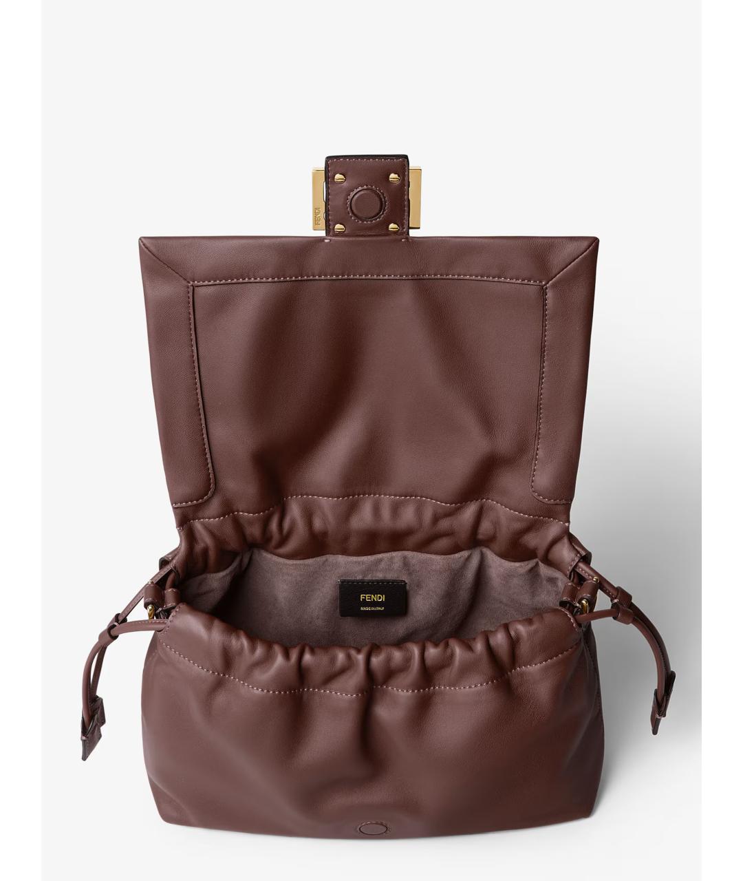 FENDI Коричневая кожаная сумка через плечо, фото 4
