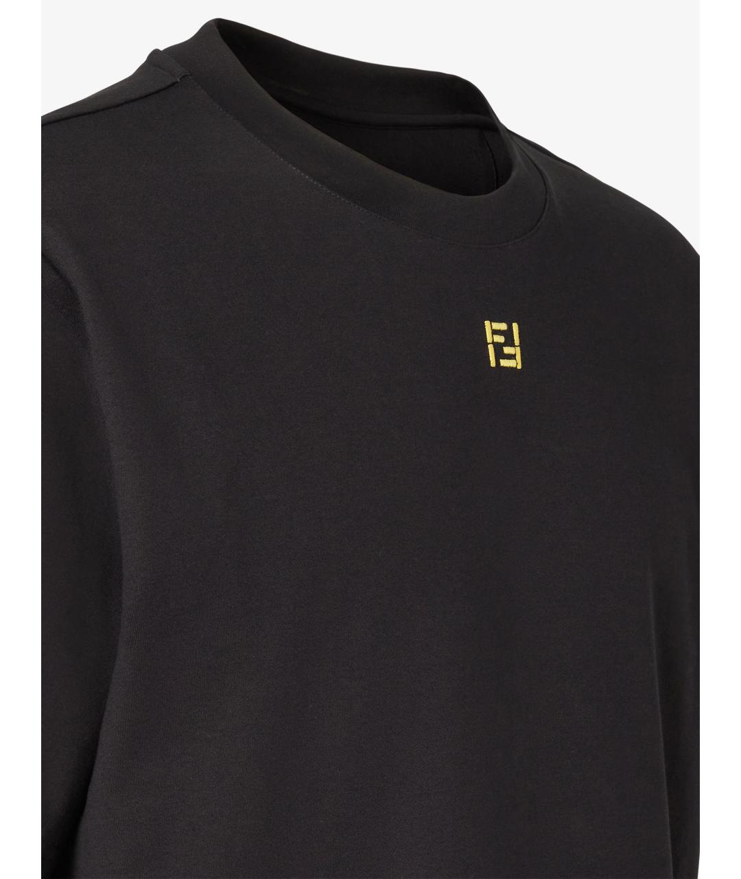 FENDI Черная хлопковая футболка, фото 3