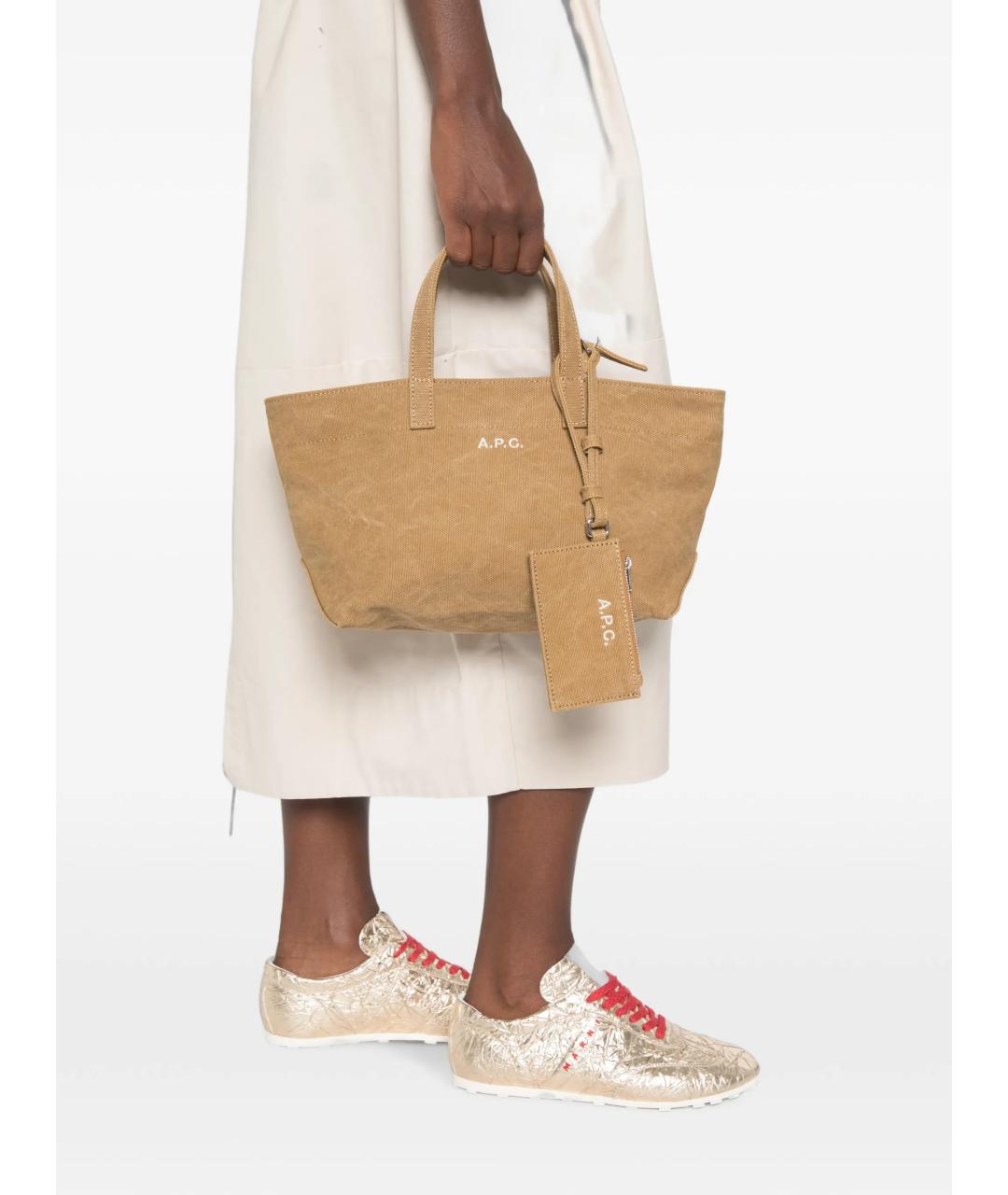 A.P.C. Бежевая хлопковая сумка тоут, фото 2
