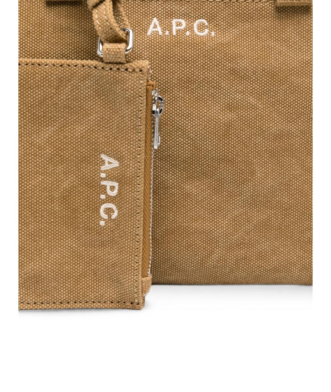 A.P.C. Бежевая хлопковая сумка тоут, фото 4