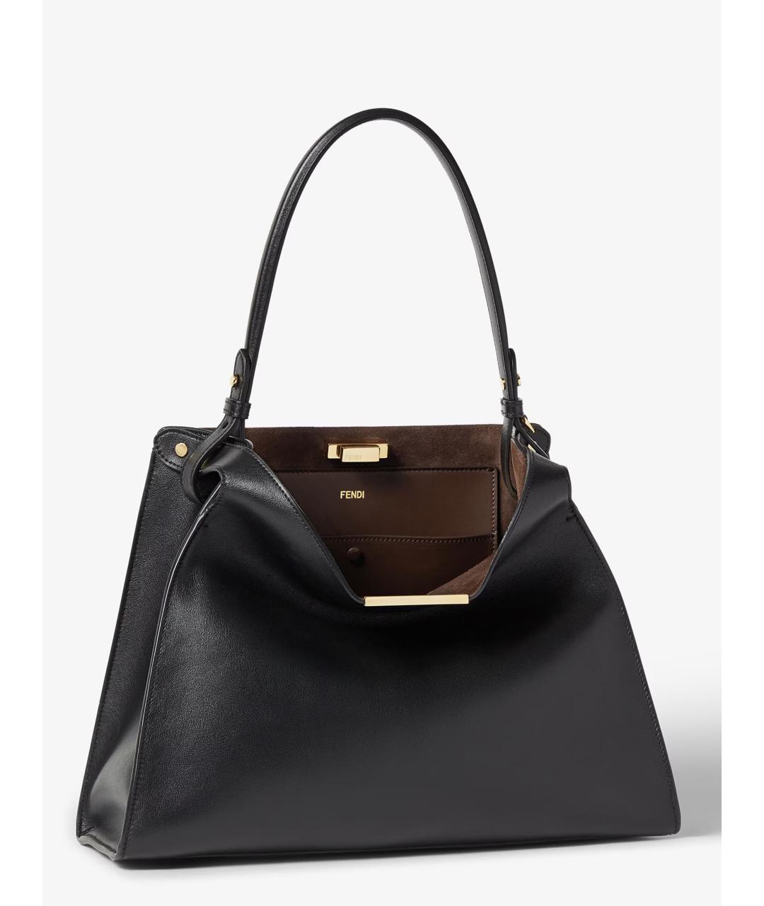 FENDI Черная кожаная сумка тоут, фото 4
